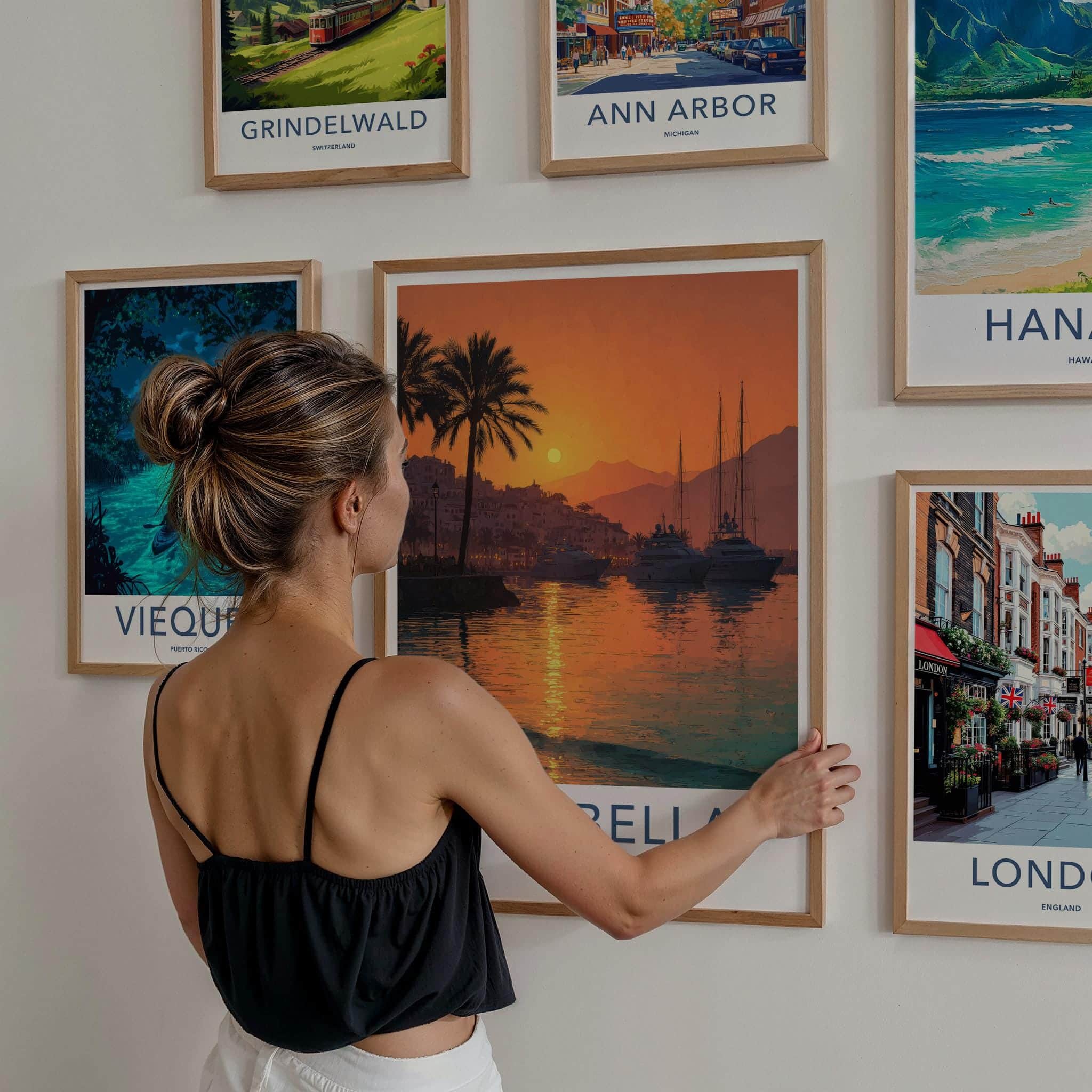 Marbella Poster - Spain Travel Art - Coastal Sunset Harbor Home Decor