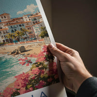 Marbella Poster - Spain Travel Art - Coastal Town Flowers Home Decor