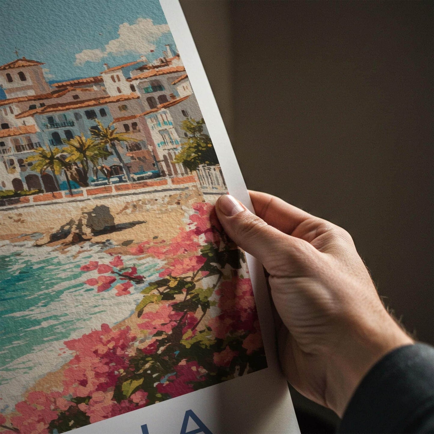 Marbella Poster - Spain Travel Art - Coastal Town Flowers Home Decor
