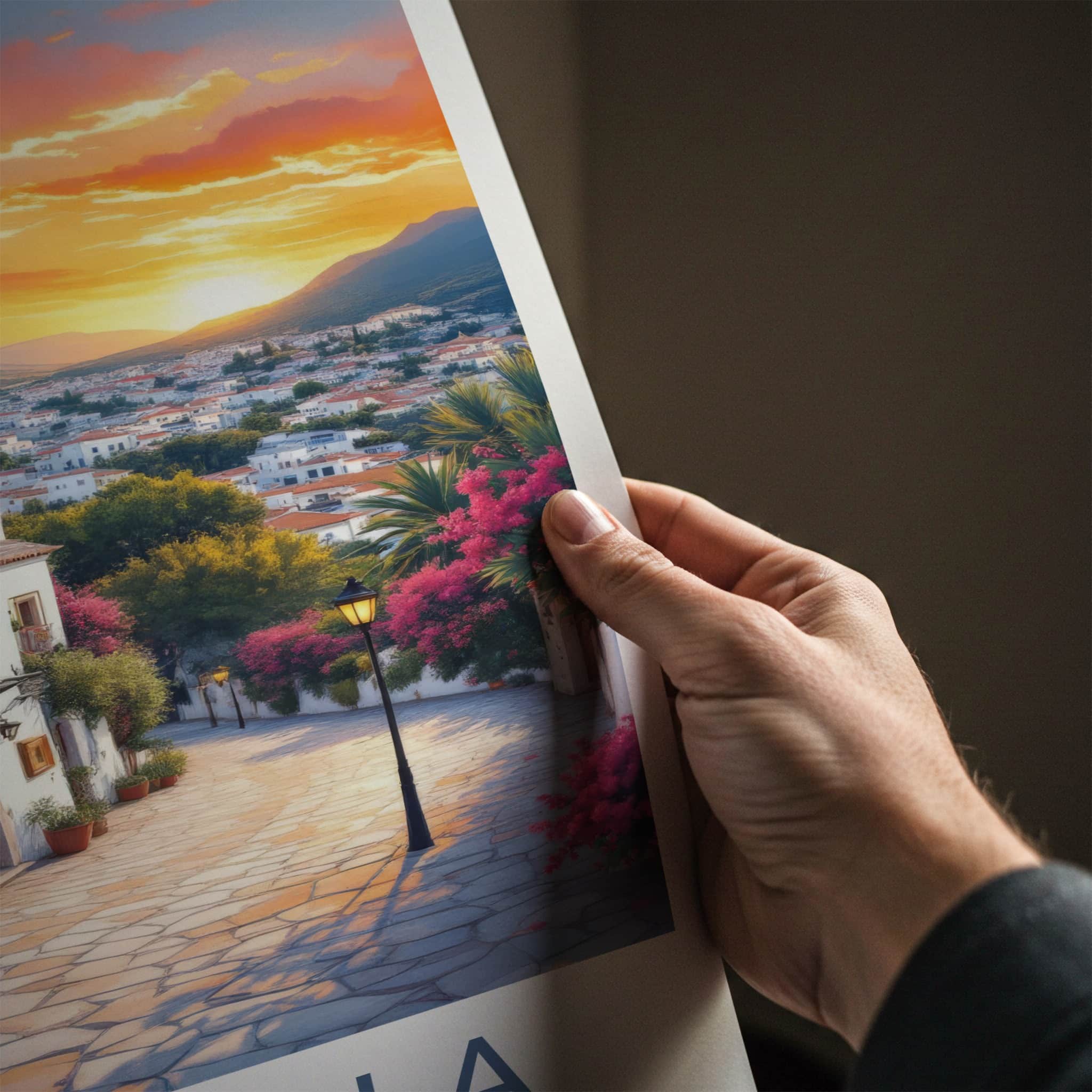 Marbella Poster - Spain Travel Art - Mediterranean Village Sunset Home Decor