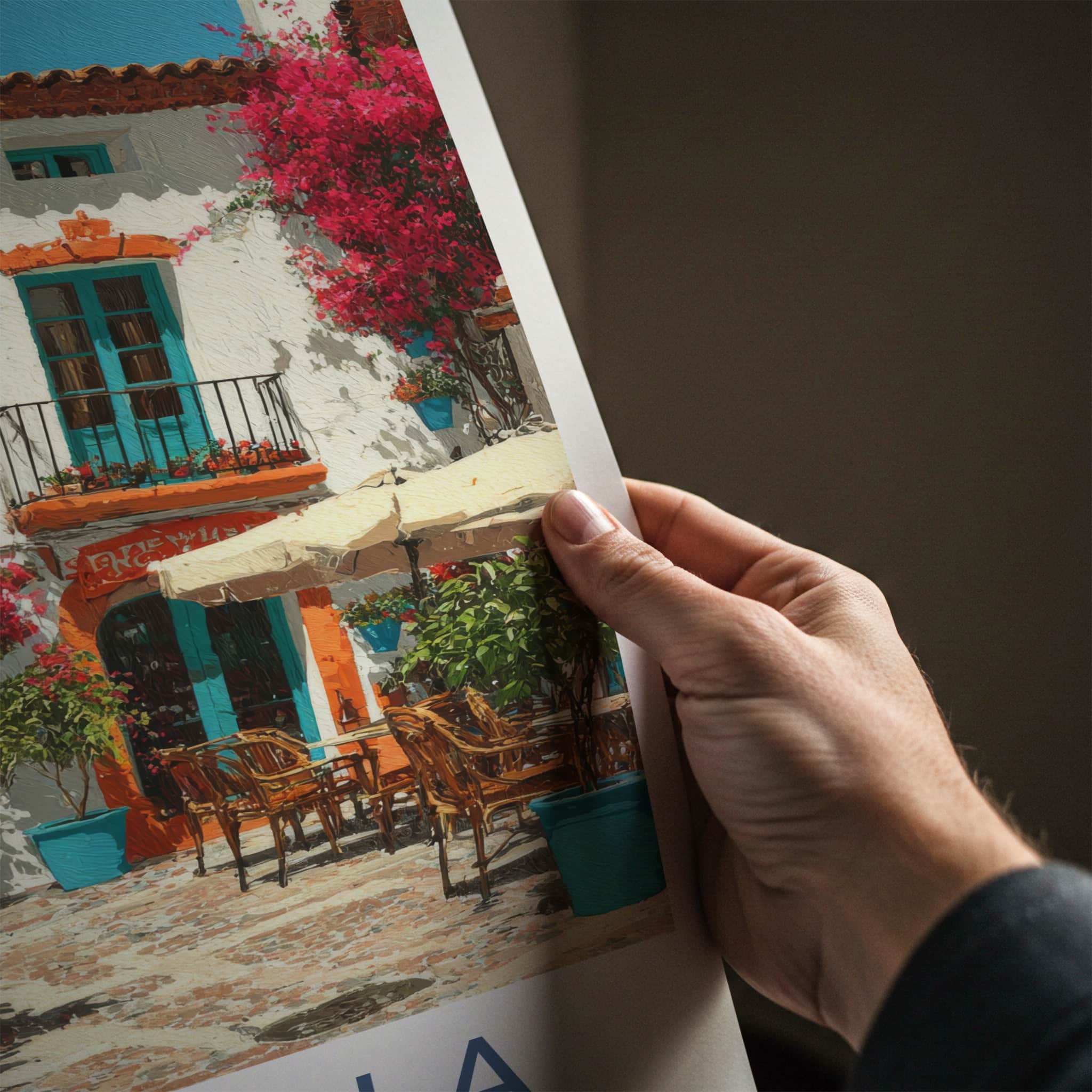 Marbella Poster - Spain Travel Art - Orange Trees Balcony Wall Decor