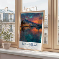 Marbella Poster - Spain Travel Art - Vibrant Coastal Sunset Home Decor