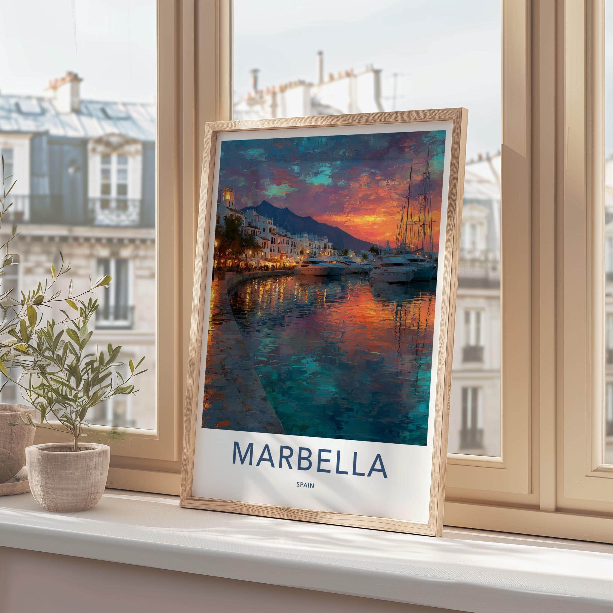 Marbella Poster - Spain Travel Art - Vibrant Coastal Sunset Home Decor
