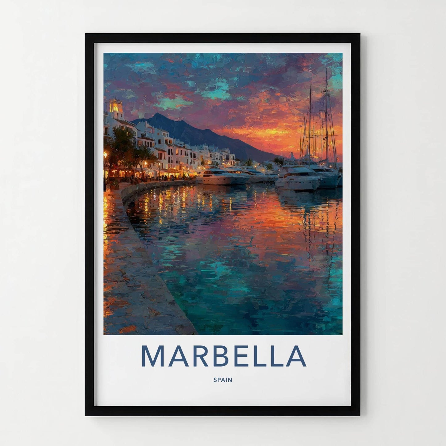 Marbella Poster - Spain Travel Art - Vibrant Coastal Sunset Home Decor