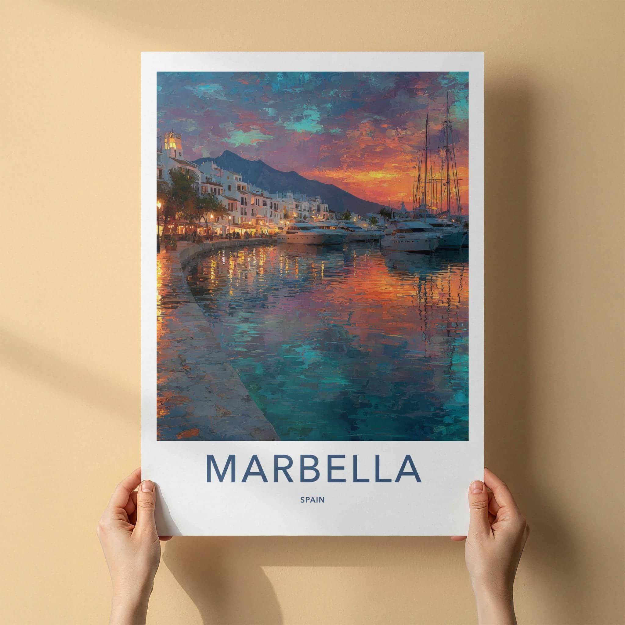 Marbella Poster - Spain Travel Art - Vibrant Coastal Sunset Home Decor