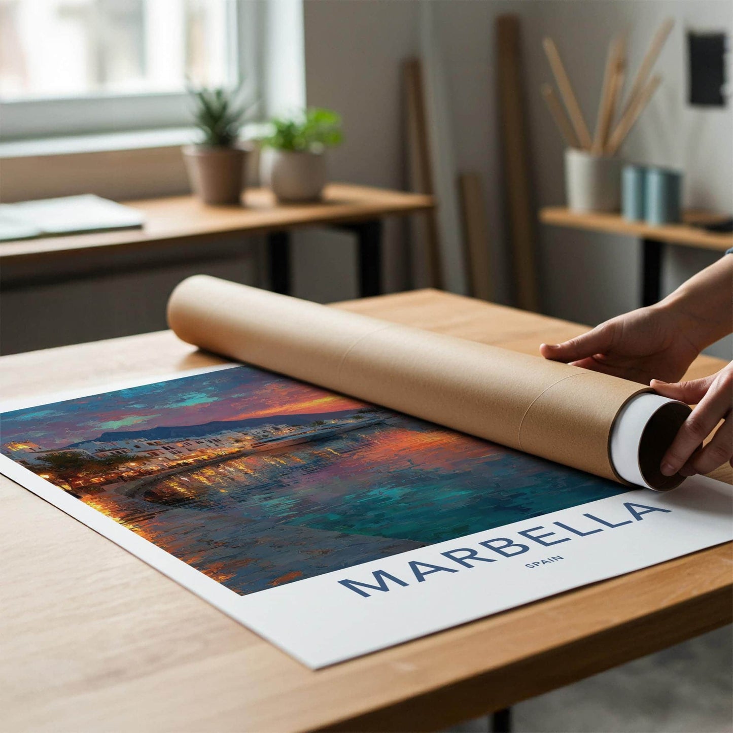 Marbella Poster - Spain Travel Art - Vibrant Coastal Sunset Home Decor