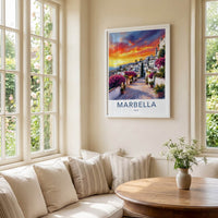 Marbella Poster - Spain Travel Art - Vibrant Floral Street Home Decor