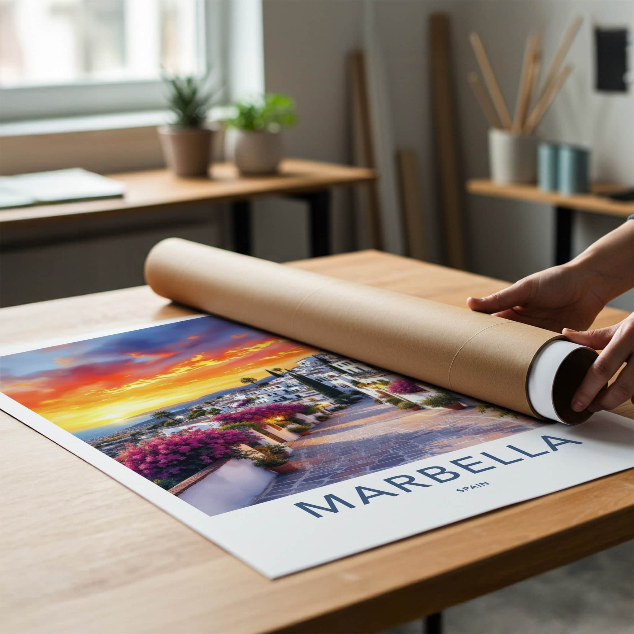 Marbella Poster - Spain Travel Art - Vibrant Floral Street Home Decor