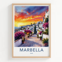 Marbella Poster - Spain Travel Art - Vibrant Floral Street Home Decor