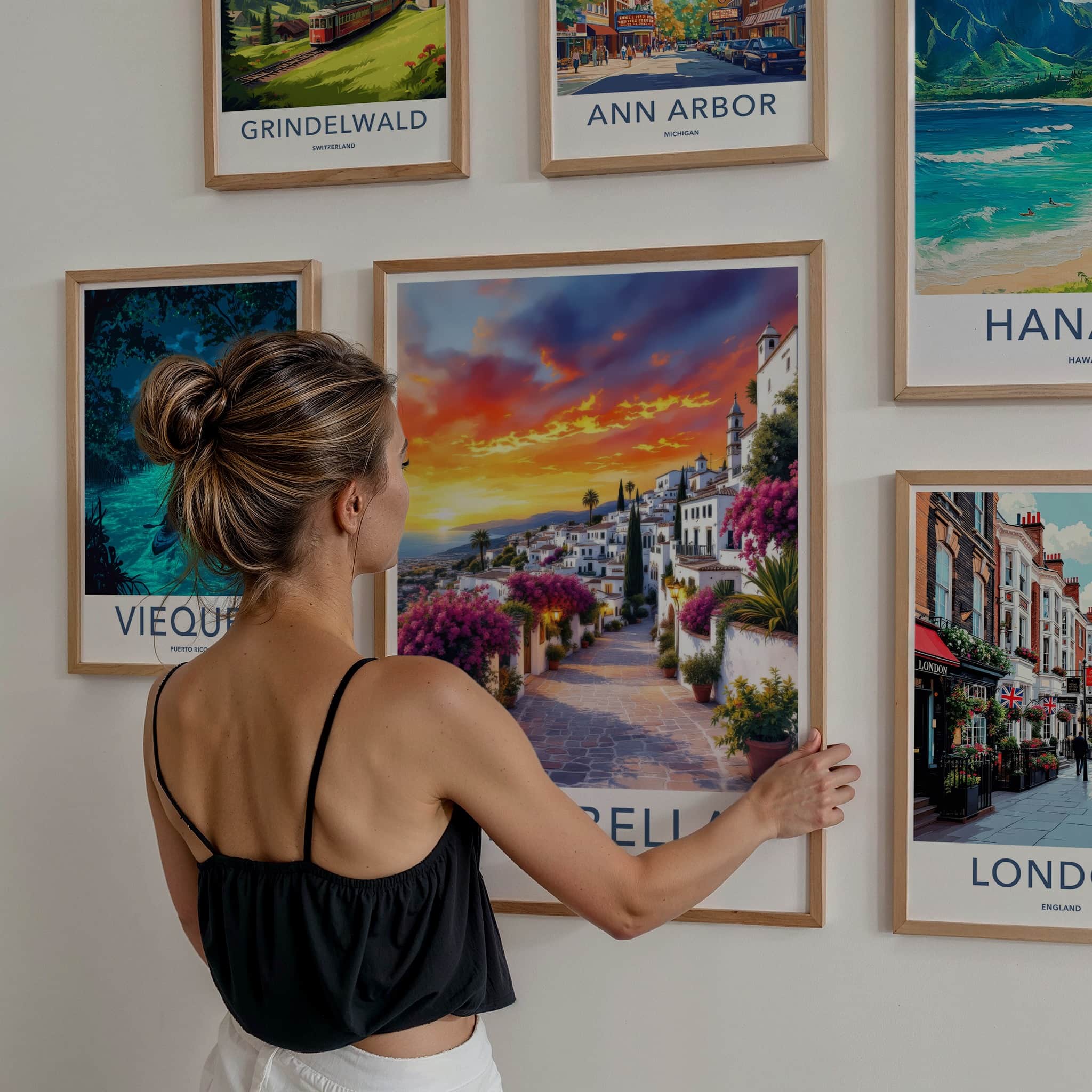 Marbella Poster - Spain Travel Art - Vibrant Floral Street Home Decor