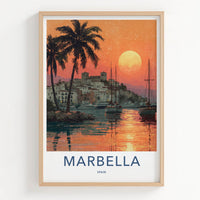 Marbella Poster - Spain Travel Print - Coastal Town Sunset Gallery Art