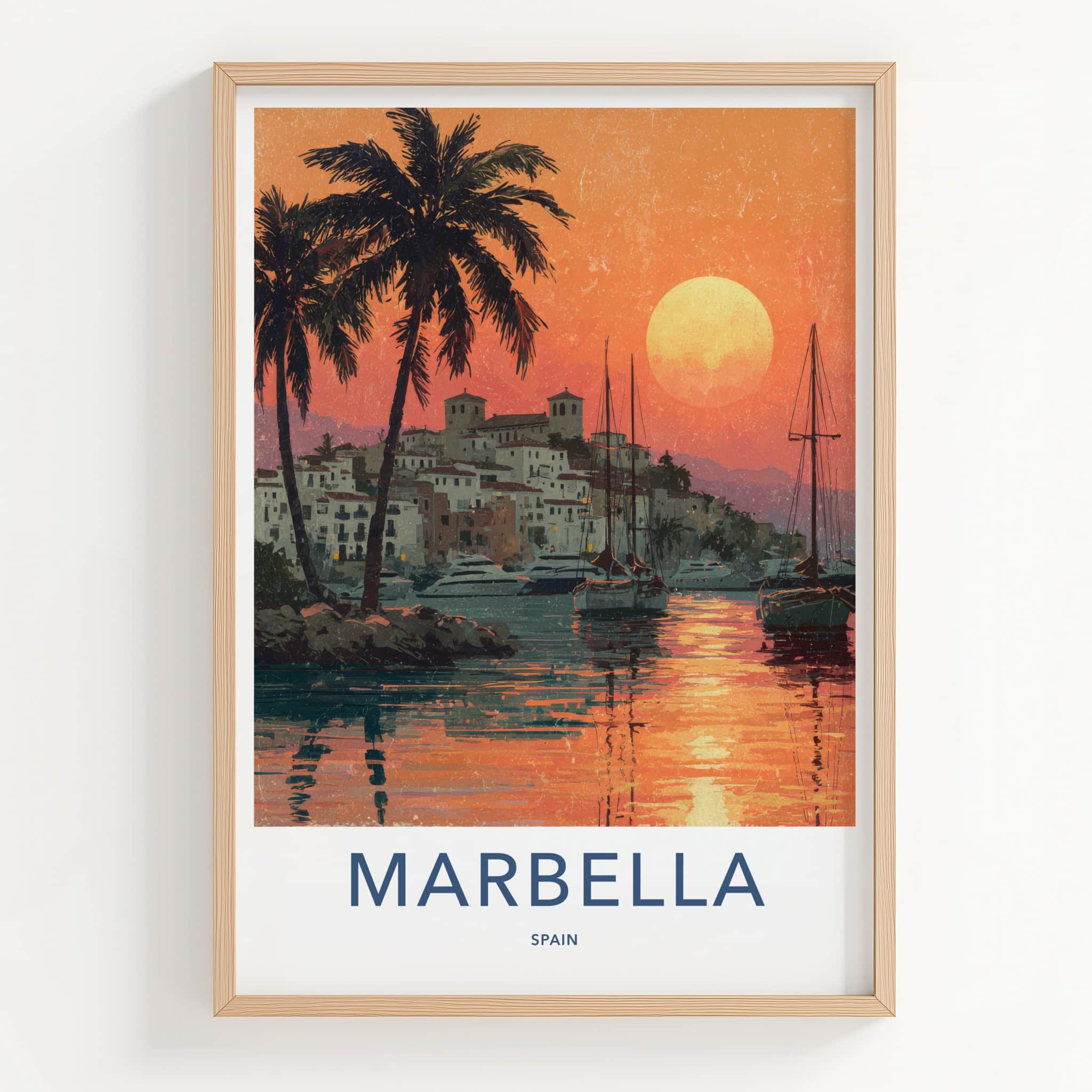 Marbella Poster - Spain Travel Print - Coastal Town Sunset Gallery Art