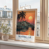 Marbella Poster - Spain Travel Print - Coastal Town Sunset Gallery Art