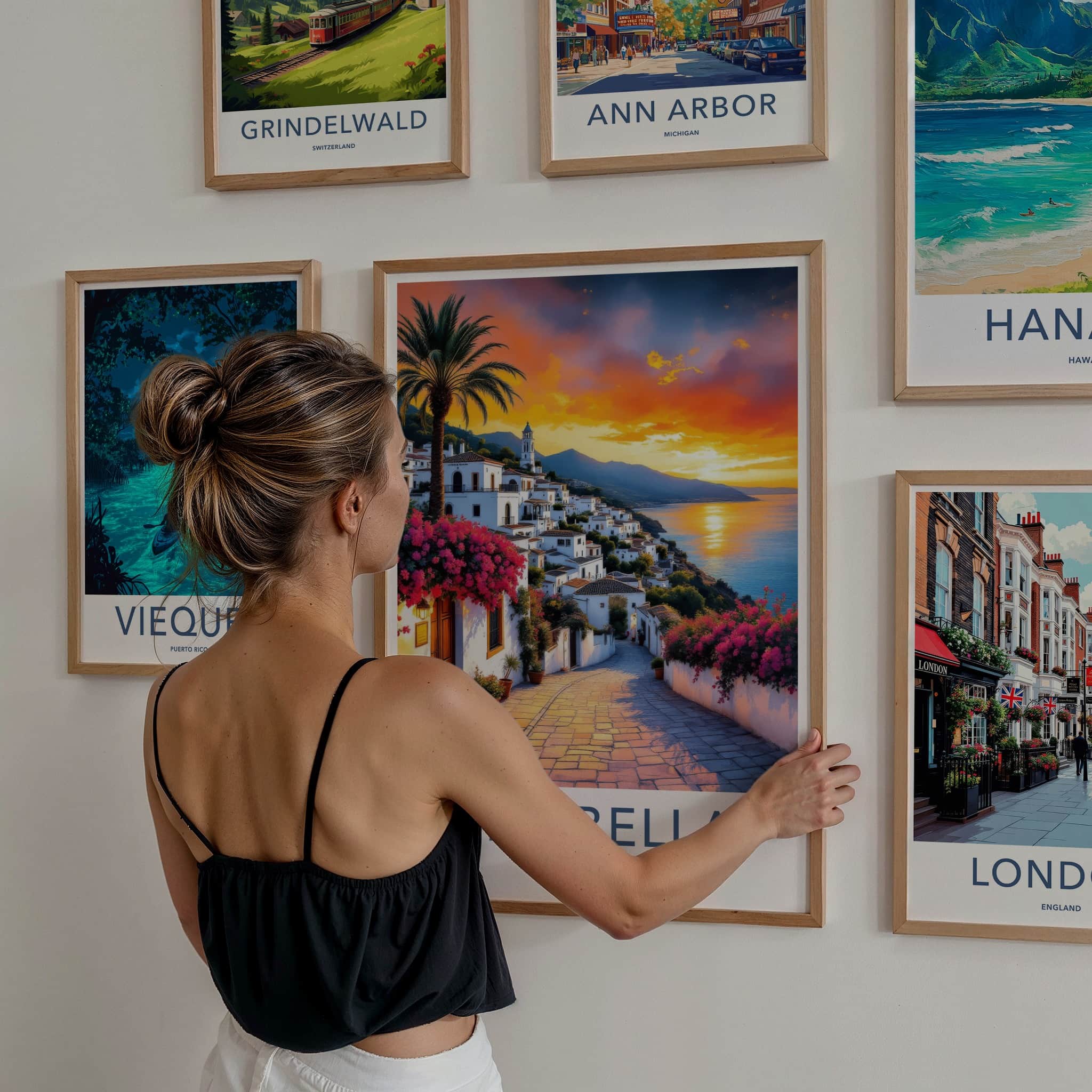 Marbella Poster - Spain Wall Art - Sunset Village Blooms Home Decor