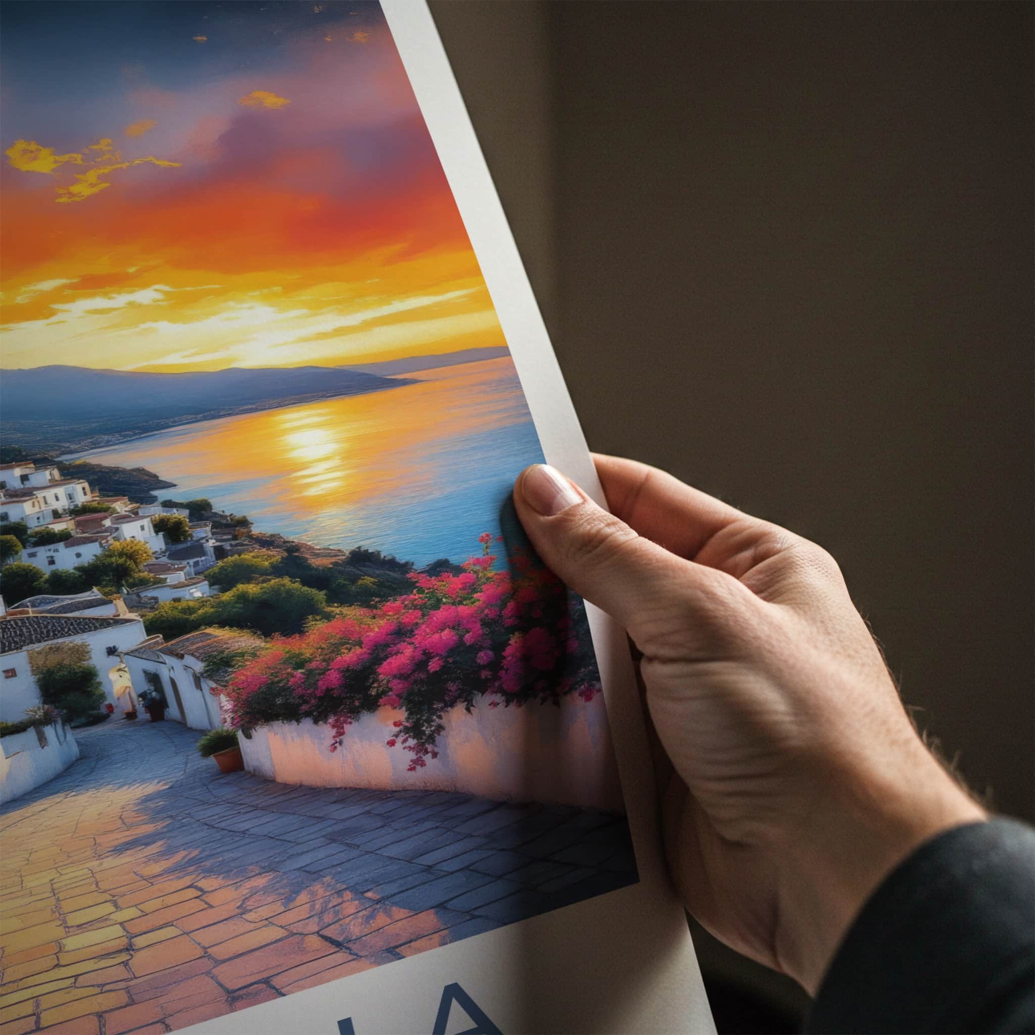 Marbella Poster - Spain Wall Art - Sunset Village Blooms Home Decor
