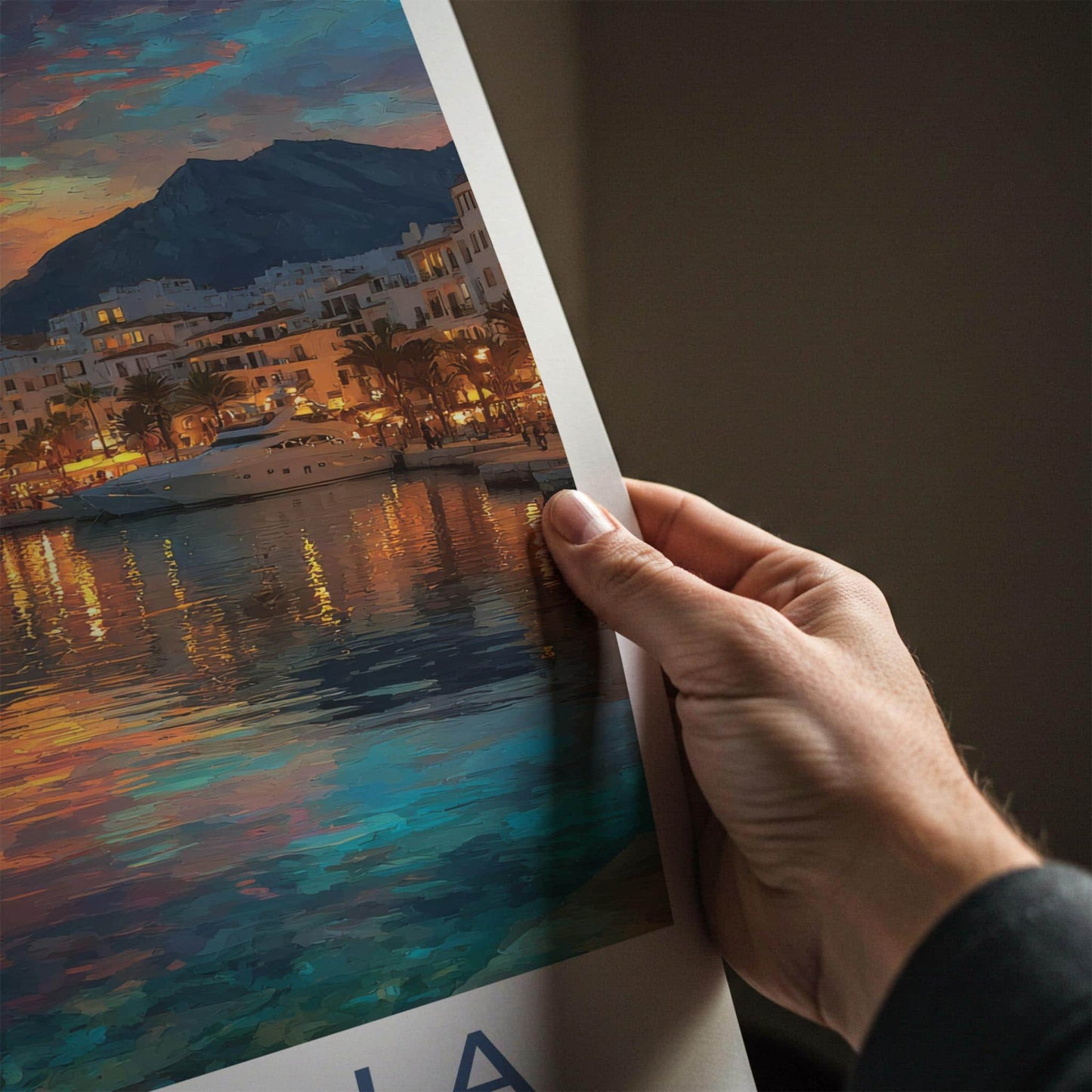 Marbella Poster - Spain Wall Art - Vibrant Sunset Harbor Home Decor
