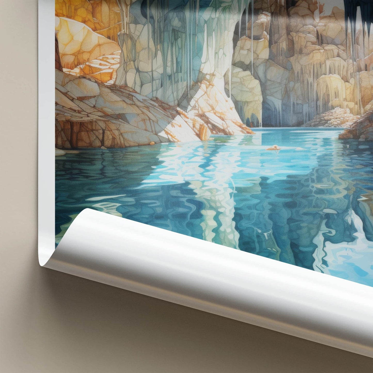 Marble Caves Poster - Chile Travel Art - Blue Water Caverns Home Decor