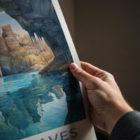 Marble Caves Poster - Chile Travel Art - Blue Water Caverns Home Decor