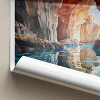 Marble Caves Poster - Chile Travel Art - Boat Blue Water Home Decor