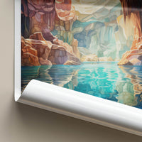 Marble Caves Poster - Chile Wall Art - Sunlit Water Grotto Home Decor
