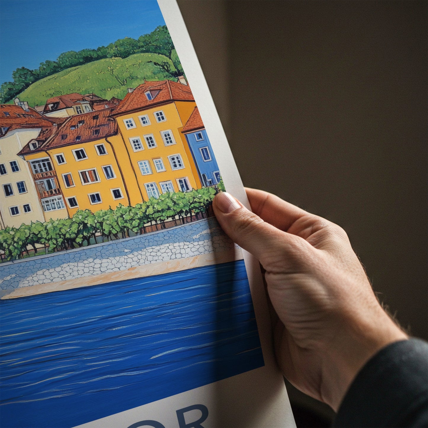 Maribor Poster - Slovenia Travel Art - Historic City River Home Decor