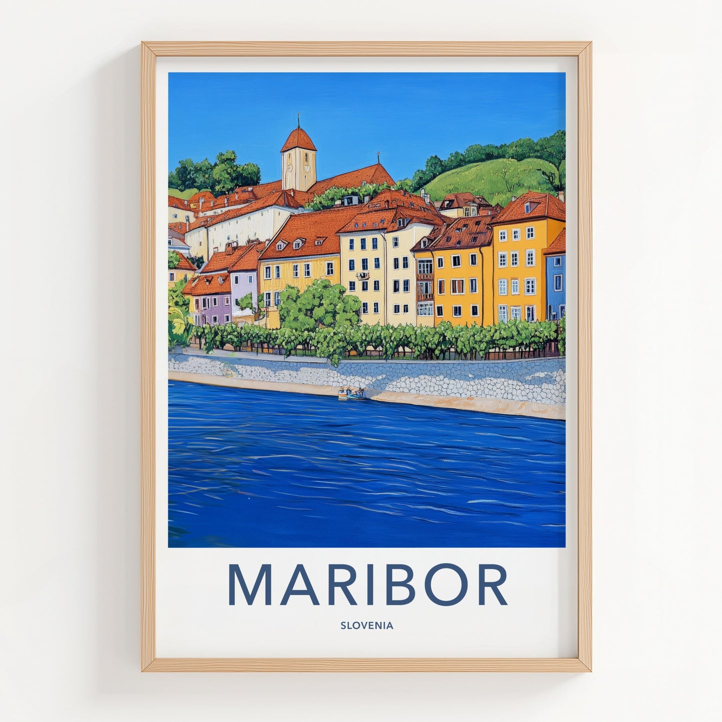 Maribor Poster - Slovenia Travel Art - Historic City River Home Decor
