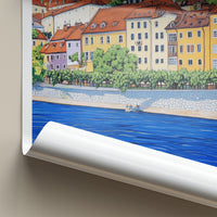 Maribor Poster - Slovenia Travel Art - Historic City River Home Decor