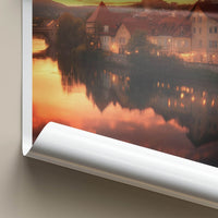 Maribor Poster - Slovenia Travel Art - Riverfront Sunset Glow Home Decor