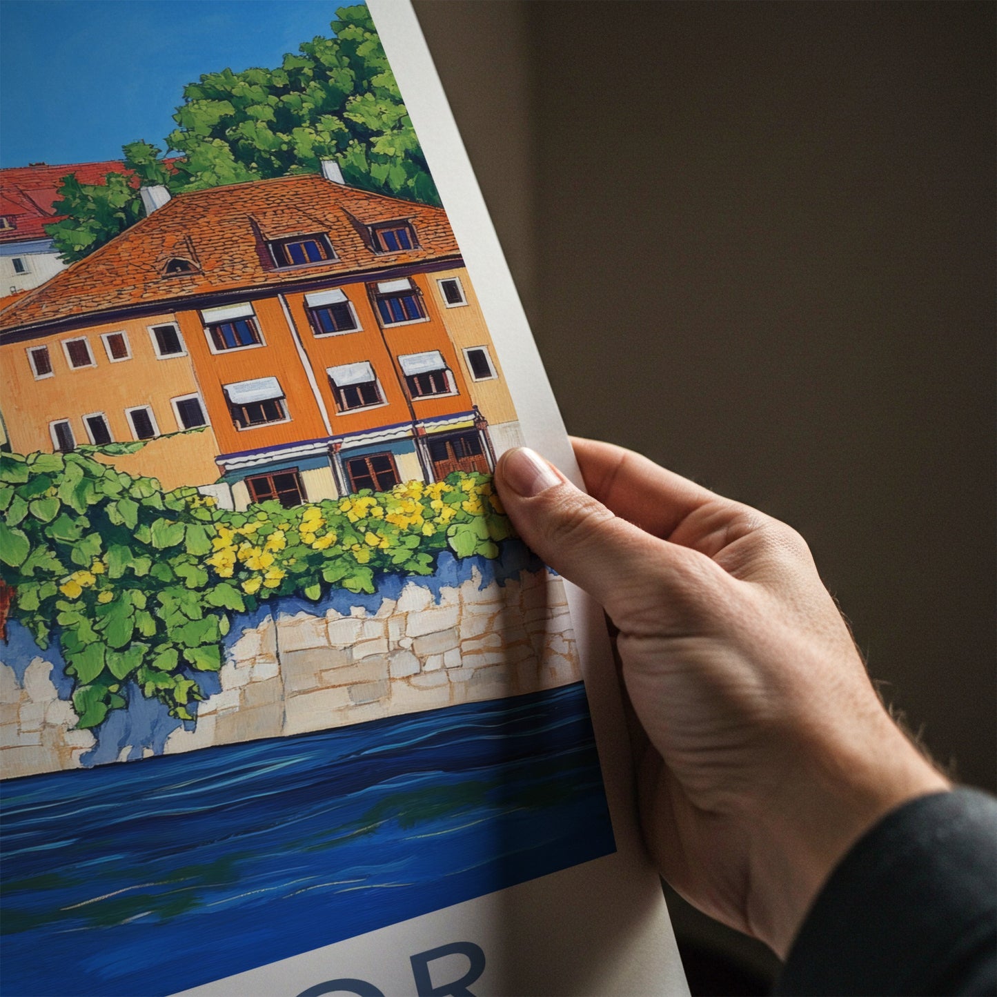 Maribor Poster - Slovenia Travel Art - Vibrant Riverside Town Home Decor