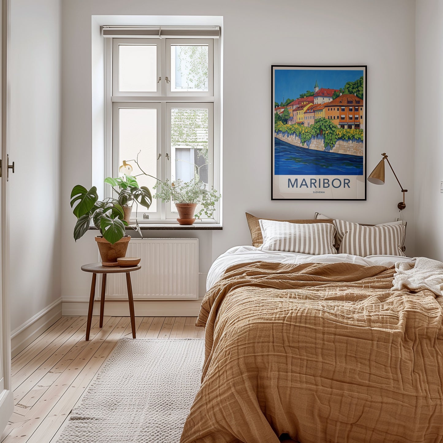 Maribor Poster - Slovenia Travel Art - Vibrant Riverside Town Home Decor