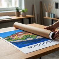 Maribor Poster - Slovenia Travel Art - Vibrant Riverside Town Home Decor