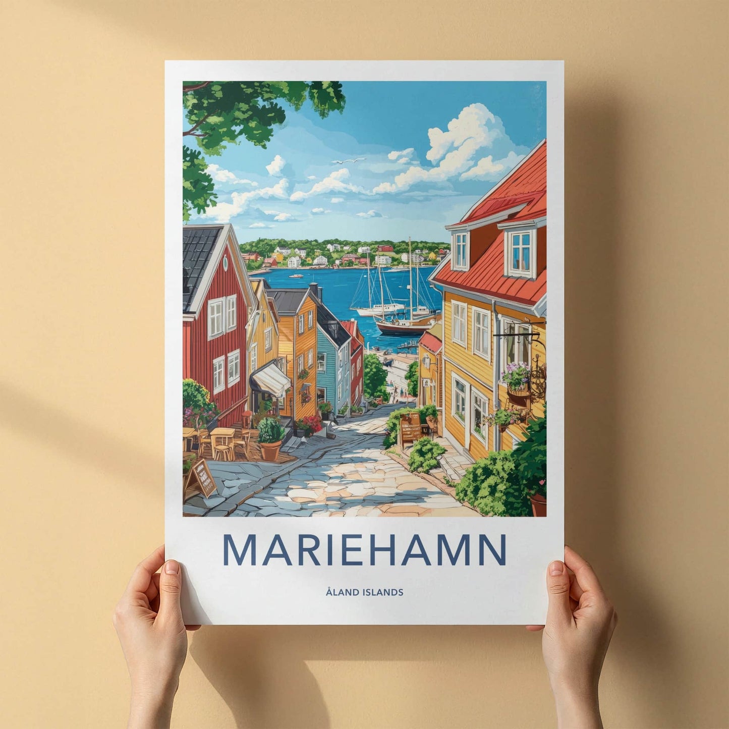 Mariehamn Poster - Finland Travel Art - Vibrant Coastal Village Home Decor