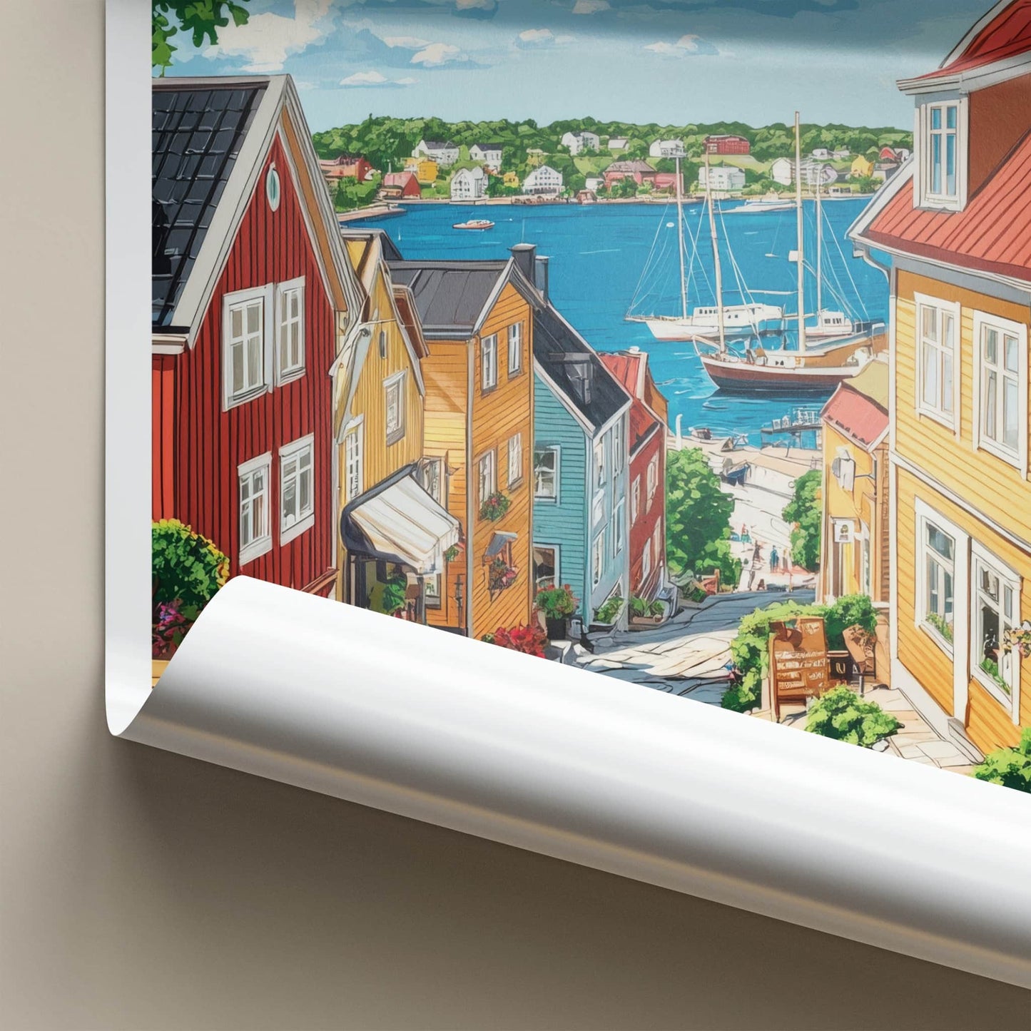 Mariehamn Poster - Finland Travel Art - Vibrant Coastal Village Home Decor