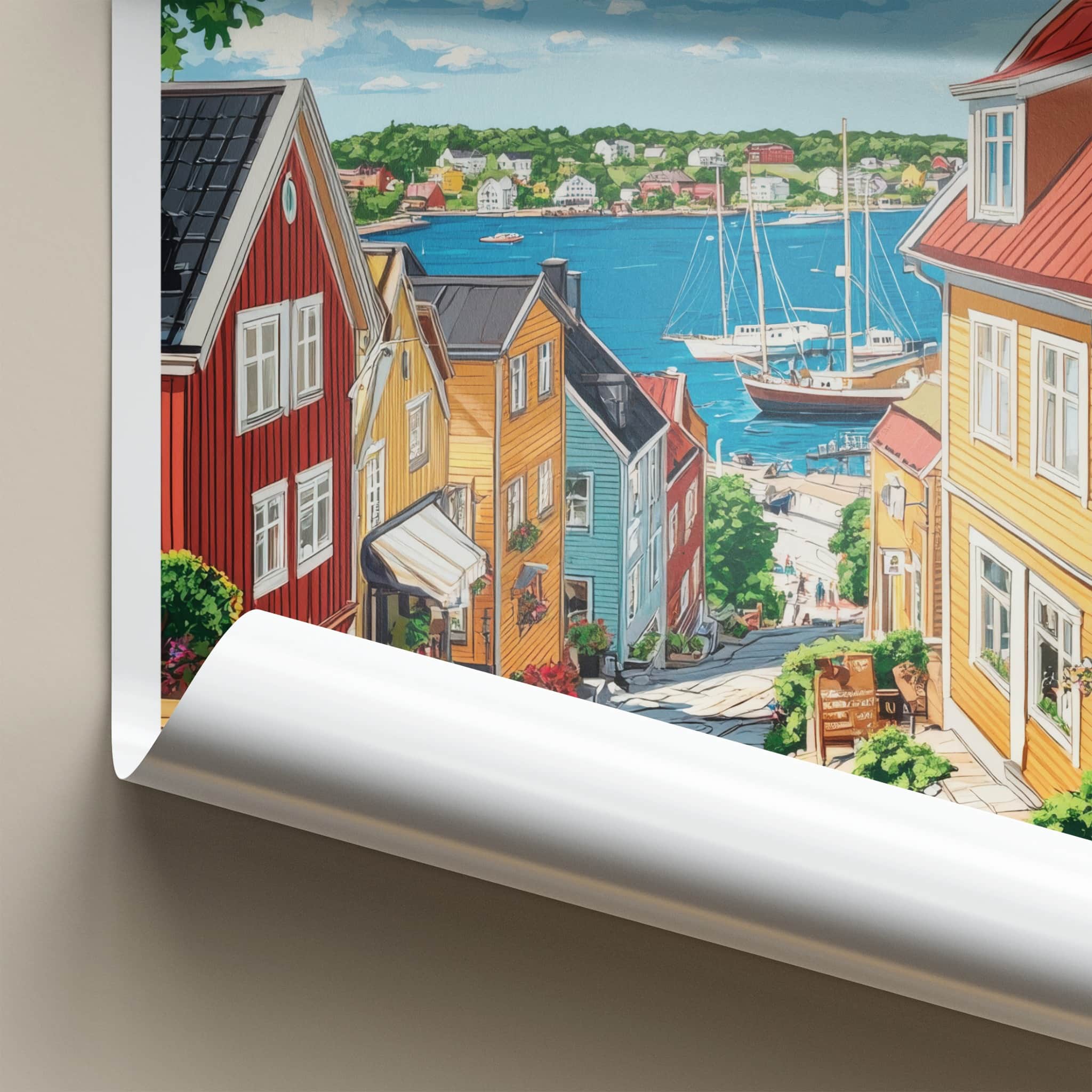 Mariehamn Poster - Finland Travel Art - Vibrant Coastal Village Home Decor