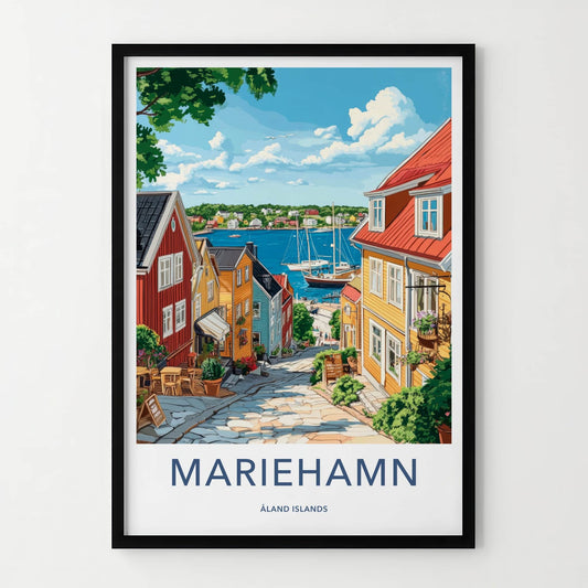 Mariehamn Poster - Finland Travel Art - Vibrant Coastal Village Home Decor