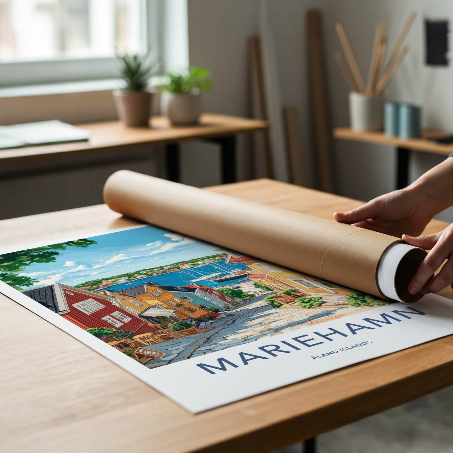 Mariehamn Poster - Finland Travel Art - Vibrant Coastal Village Home Decor