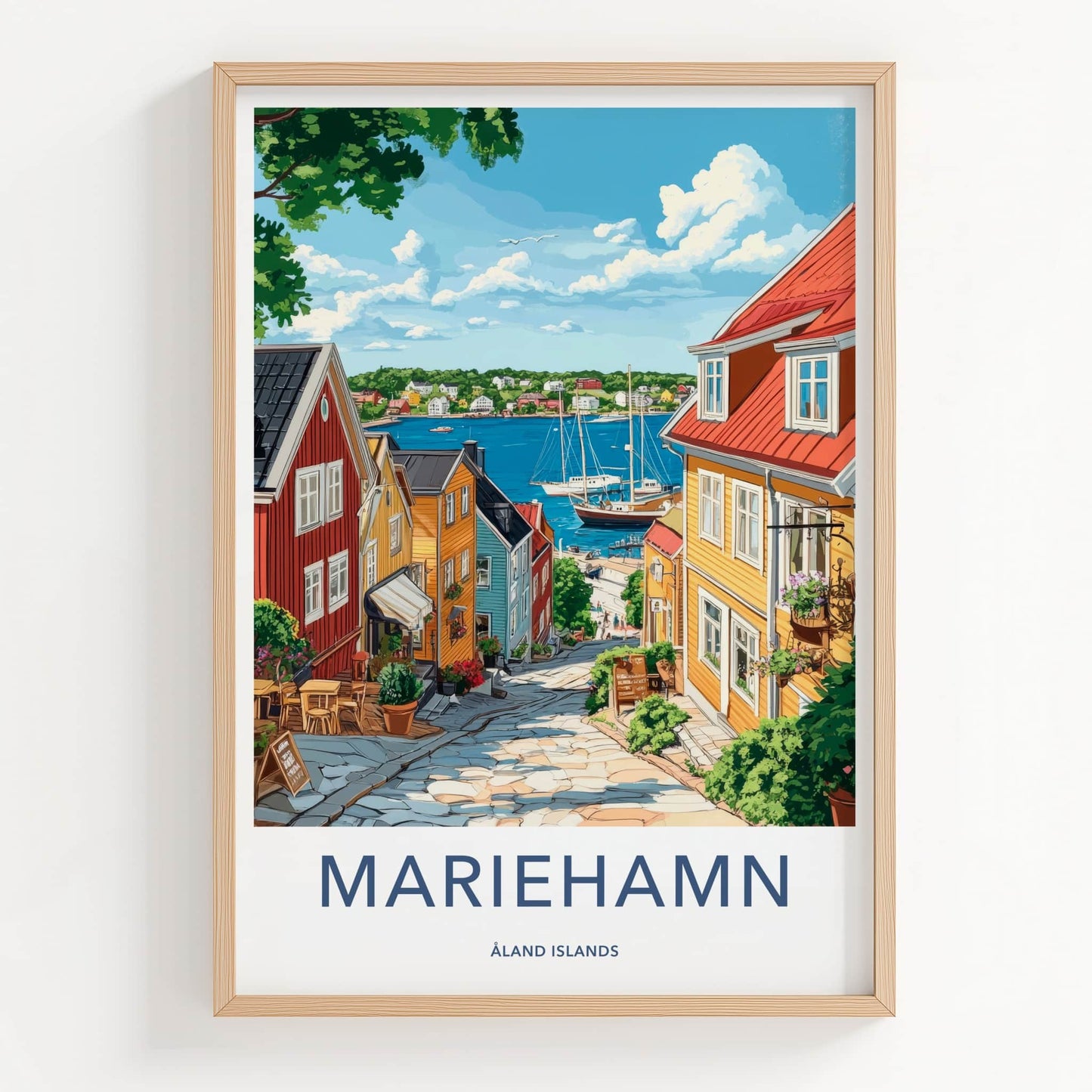 Mariehamn Poster - Finland Travel Art - Vibrant Coastal Village Home Decor