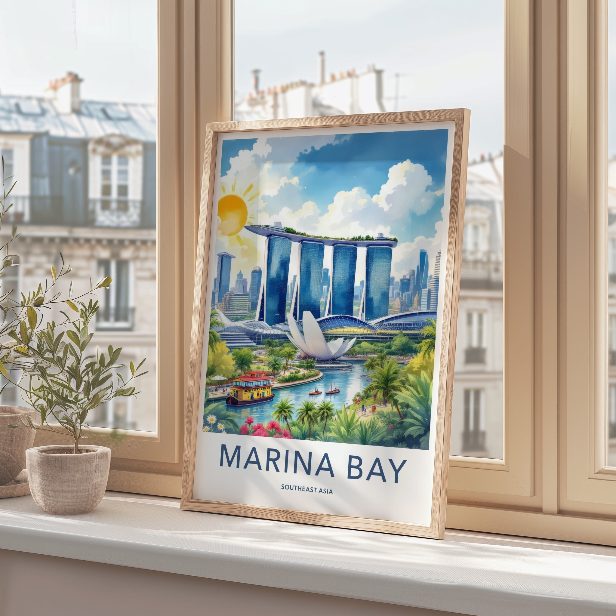 Marina Bay Poster - Singapore Cityscape Waterfront - Grand Skypark Wall Art