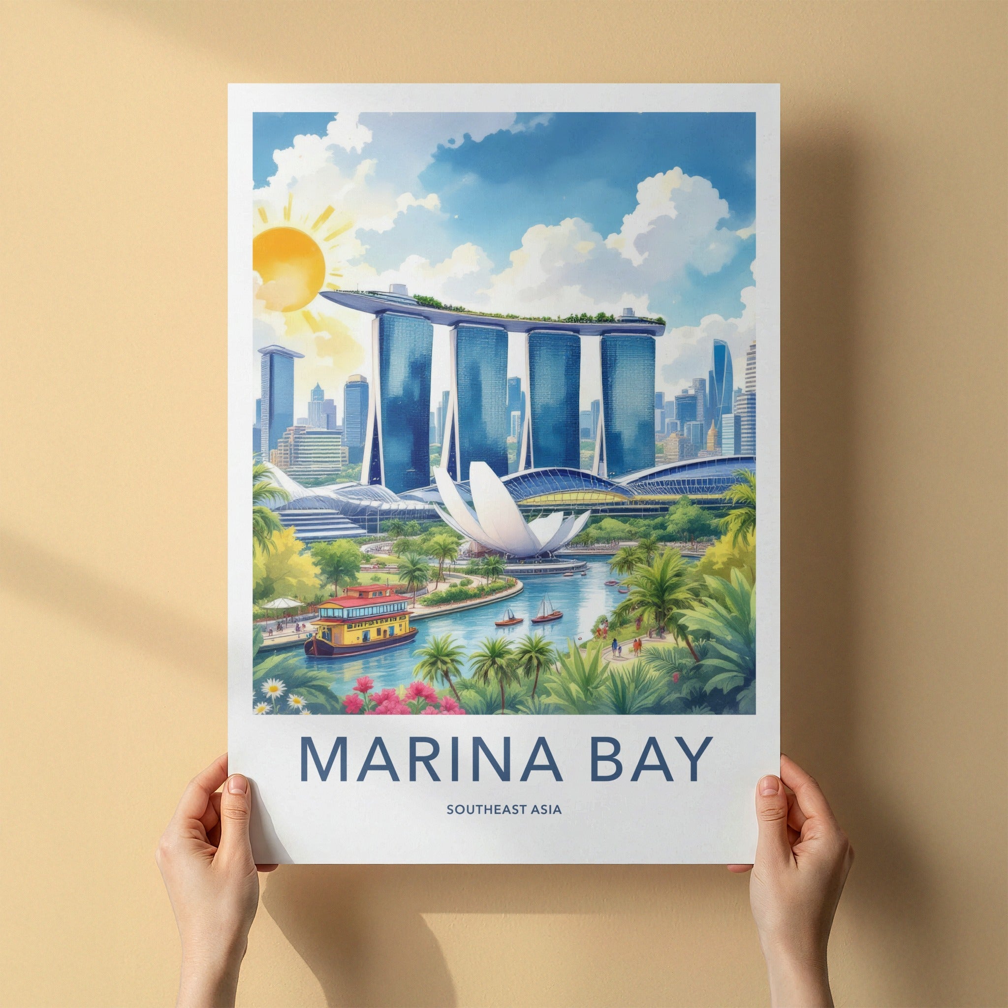 Marina Bay Poster - Singapore Cityscape Waterfront - Grand Skypark Wall Art