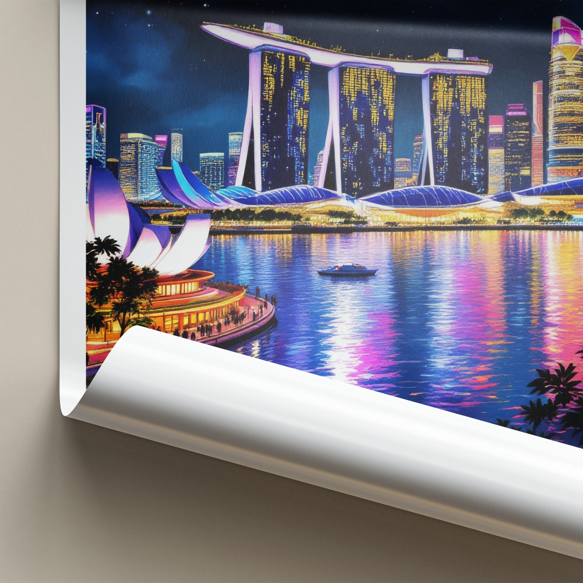 Marina Bay Poster - Singapore Travel Art - City Night Sky Gallery Art