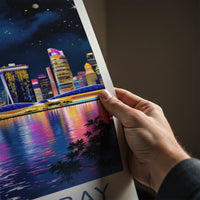 Marina Bay Poster - Singapore Travel Art - City Night Sky Gallery Art