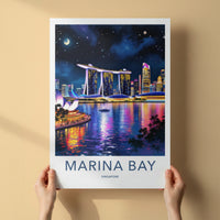 Marina Bay Poster - Singapore Travel Art - City Night Sky Gallery Art