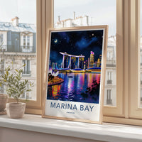 Marina Bay Poster - Singapore Travel Art - City Night Sky Gallery Art