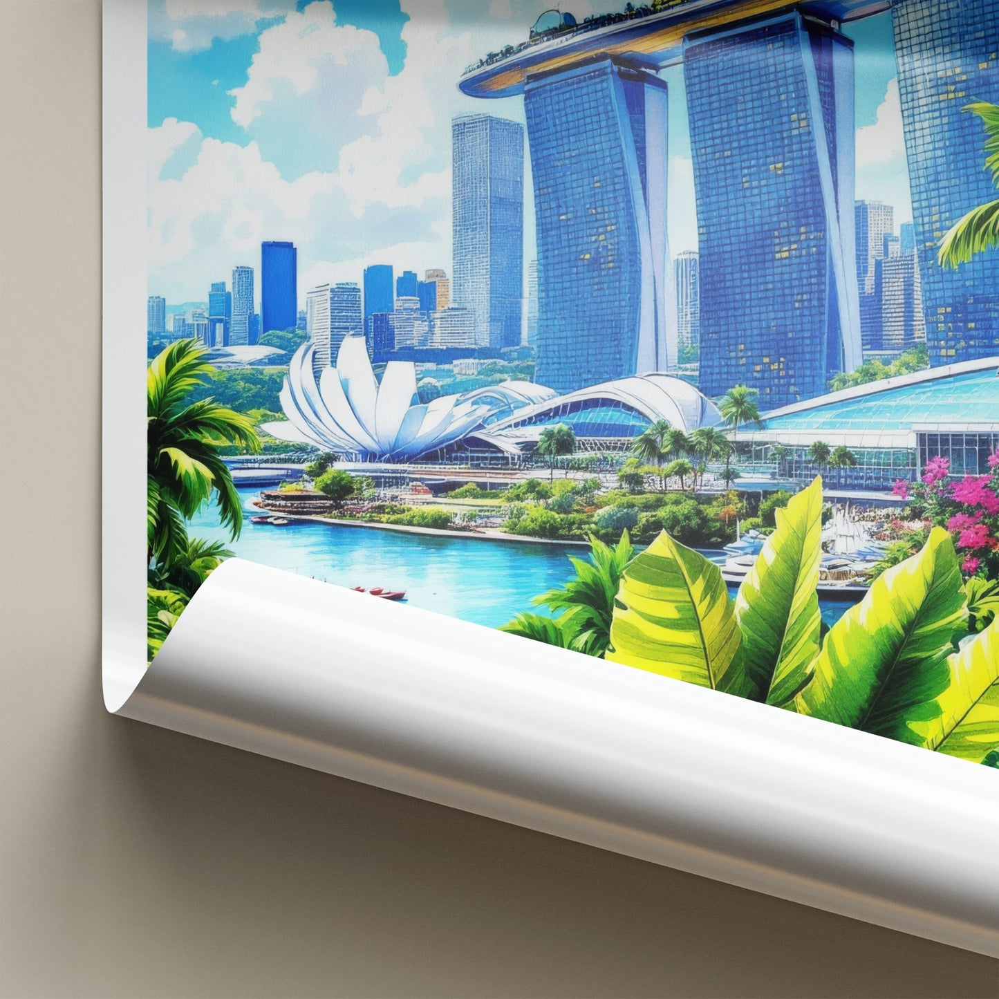 Marina Bay Poster - Singapore Wall Art - Iconic Skypark Hotel Home Decor