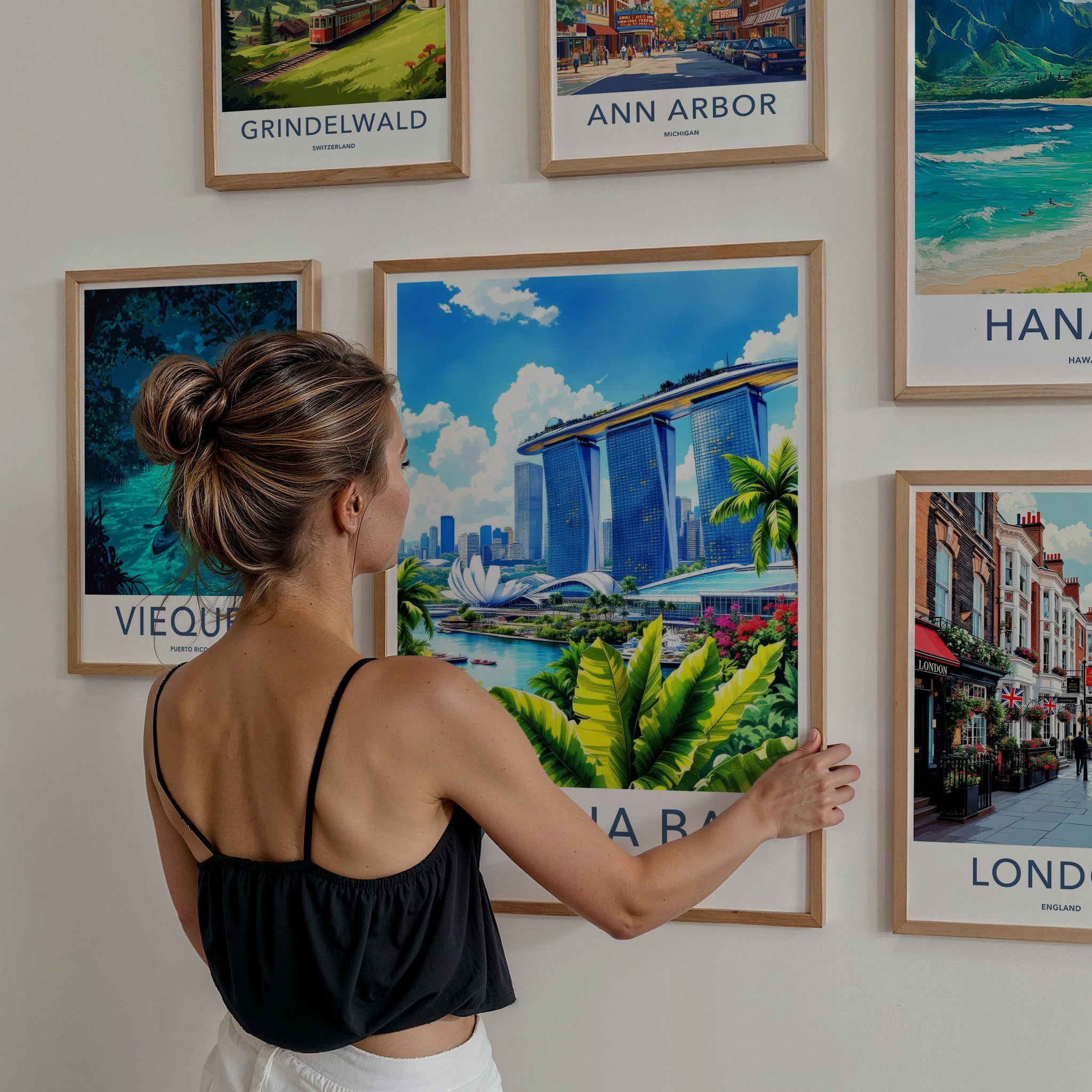 Marina Bay Poster - Singapore Wall Art - Iconic Skypark Hotel Home Decor