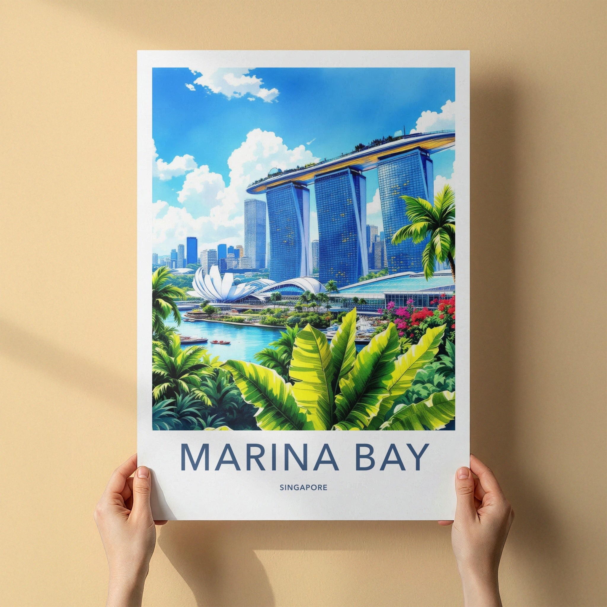 Marina Bay Poster - Singapore Wall Art - Iconic Skypark Hotel Home Decor