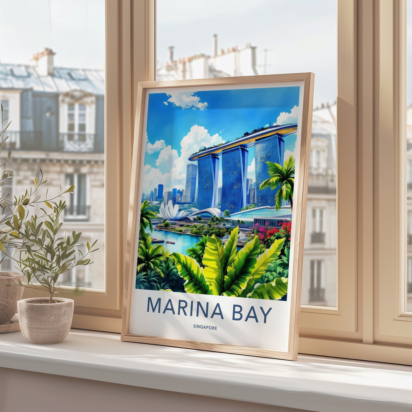 Marina Bay Poster - Singapore Wall Art - Iconic Skypark Hotel Home Decor