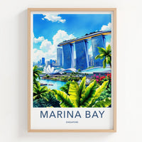 Marina Bay Poster - Singapore Wall Art - Iconic Skypark Hotel Home Decor