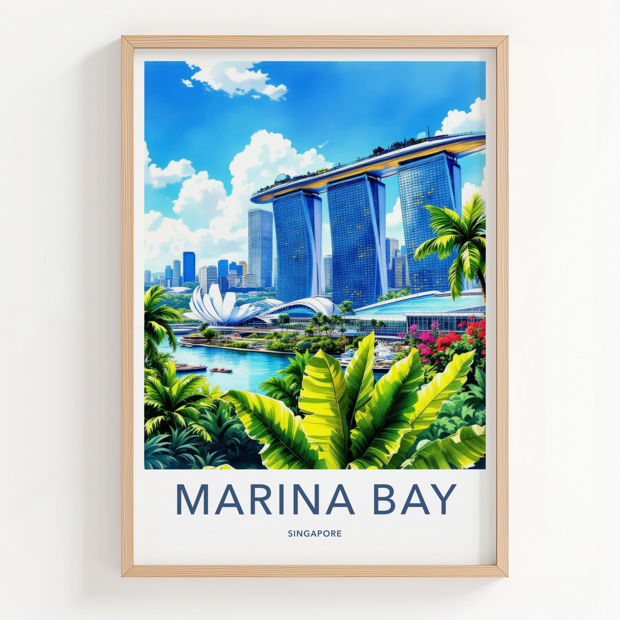 Marina Bay Poster - Singapore Wall Art - Iconic Skypark Hotel Home Decor
