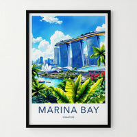 Marina Bay Poster - Singapore Wall Art - Iconic Skypark Hotel Home Decor